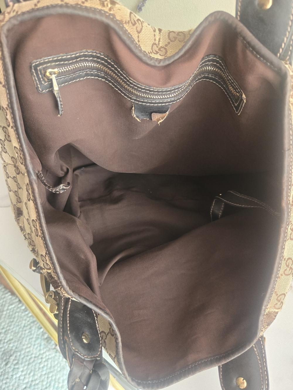 ⚠️COA⚠️Gucci Pelham Brown Monogram GG Canvas Tote Bag Fair Cindition - Picture 13 of 16